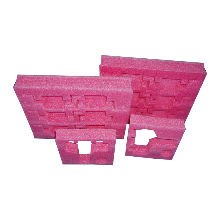 Various sizes of pink anti static foam cut, profiled and stamped to bespoke requirements by Bondline