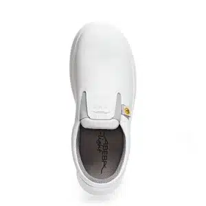 ESD white slip on shoe, X-LIGHT 032 range. Top view of shoe. Bondline.
