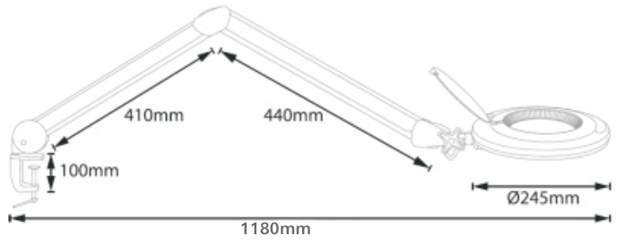 Measurements of ESD LED magnifying lamp from Bondline.