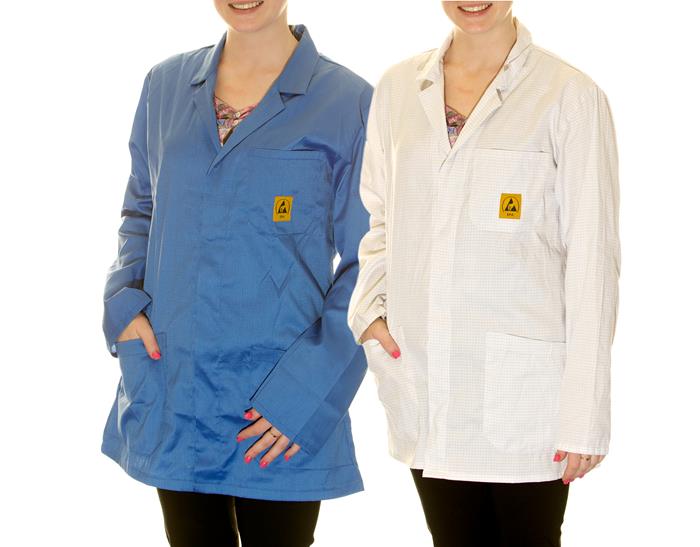 Bondline ESD Lab Jackets Blue and White.