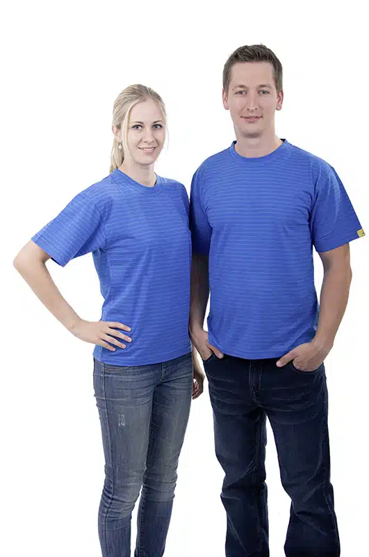 Blue ESD T-shirts in a unisex fit. Available in sizes S - 3XL from Bondline.