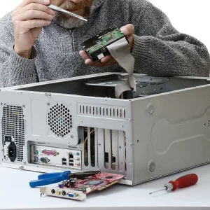 Technician preparing computer motherboard - Bondline