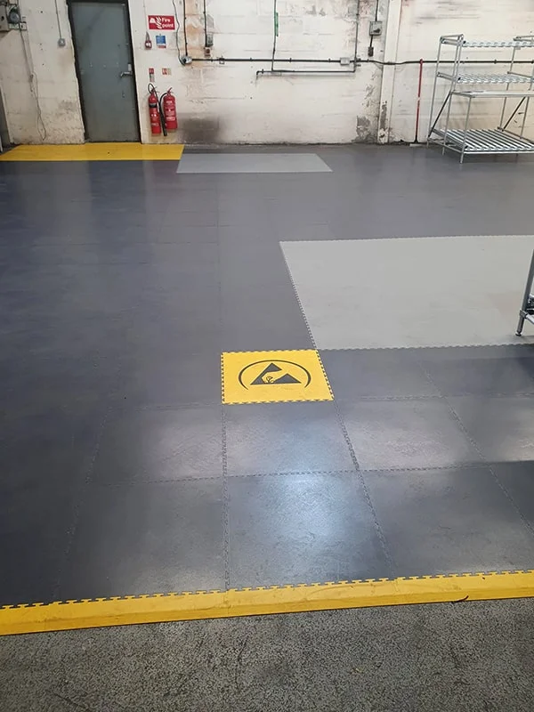 Bondline's Interlocking ESD flooring installed at customer's workplace