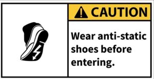 caution sign for shoes