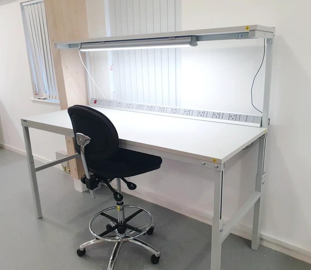 An image of an ESD Bench and Anti-Static Chair installation from Bondline Electronics Ltd