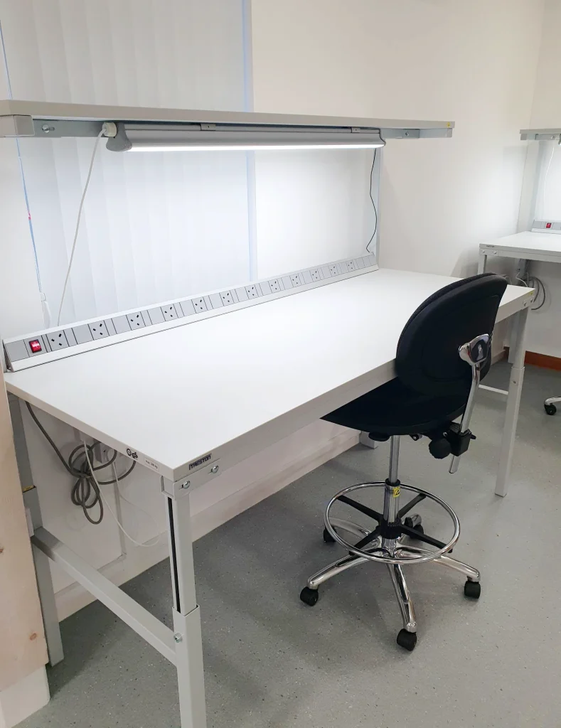 An image of an ESD Bench and ESD Chair installation at Electronic Manufacturing Company - Bondline