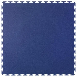 Interlocking industrial floor tile in dark blue. Dovetail joint. Available at Bondline.