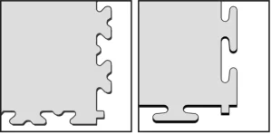 Interlocking Industrial Floor Tile Joints - X-Joint and T-Joint illustration. Bondline.