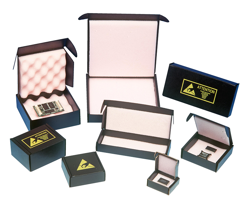 corstat component boxes with pink anti-static foam inserts from Bondline Electronics Ltd.