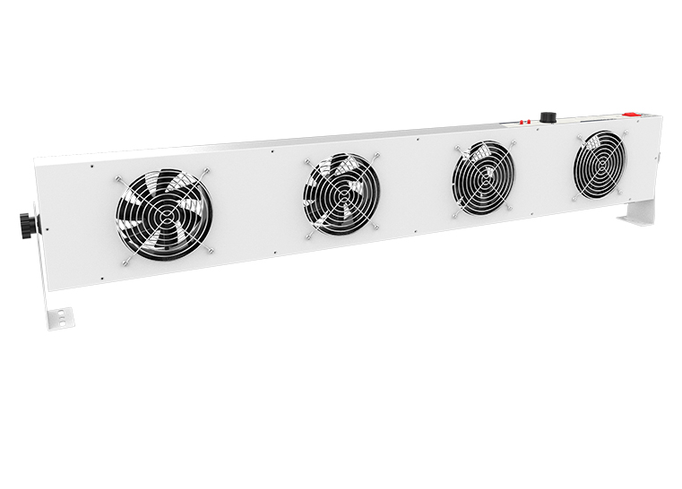 Side angle of KS2454 Self-Cleaning Overhead Ioniser with 4 fans - Bondline Electronics Ltd.