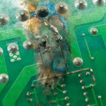 Short circuit damage on printed circuit board. Bondline Electronics Ltd.