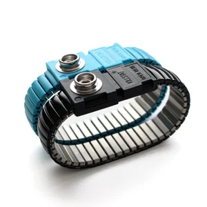 Stainless Steel ESD Wrist Strap, blue and black. Bondline Electronics Ltd